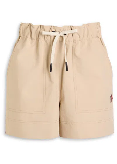 Moncler Beige Shorts With Logo Patch In Neutral