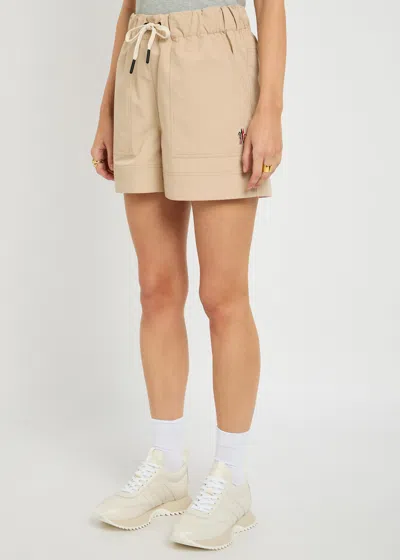 Moncler Beige Shorts With Logo Patch In Neutral