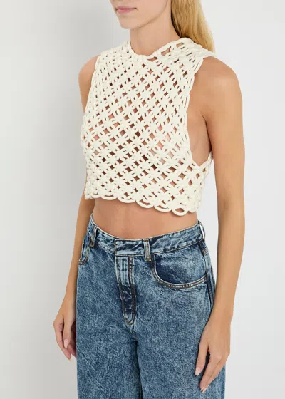 Alaïa Womens Alaia Square Crop Cotton-blend Top In White