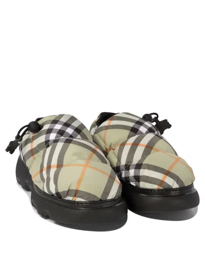 Burberry Printed Fabric Pillow Check Slip Ons In Multi