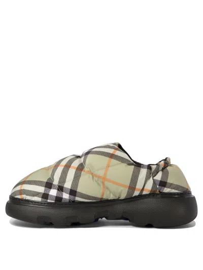 Burberry Printed Fabric Pillow Check Slip Ons In Multi