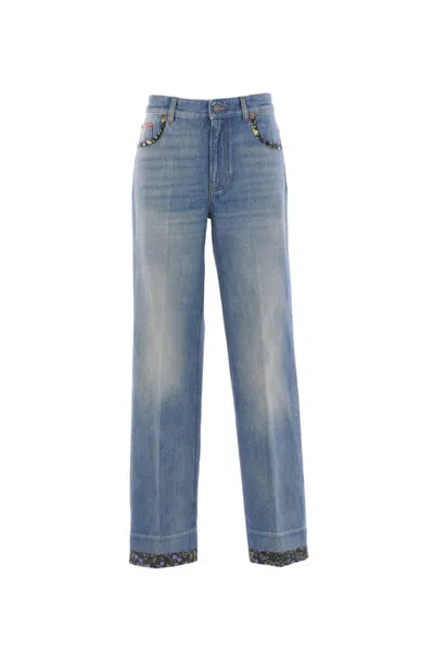 Valentino Straight-fit Denim Pants With Colorful Embellishments