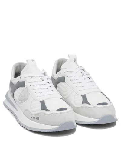 Philippe Model Paris Textured Fabric And Leather Sneakers In White
