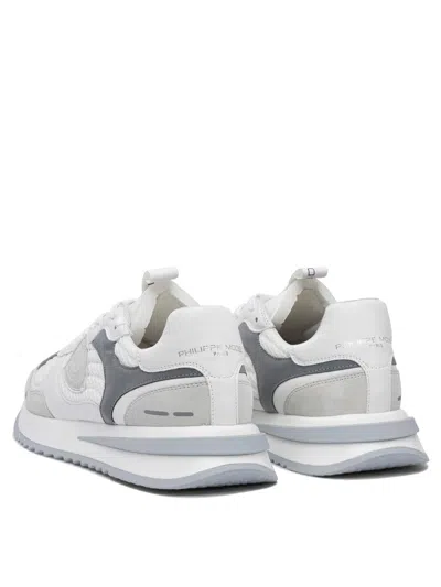 Philippe Model Paris Textured Fabric And Leather Sneakers In White
