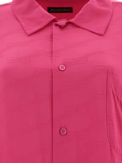 Balenciaga Women Shirt With Jacquard Logo In Pink