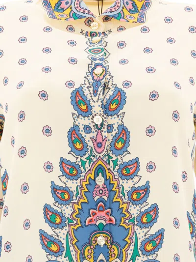 Etro Ivory Paisley Print Silk Twill Shirt