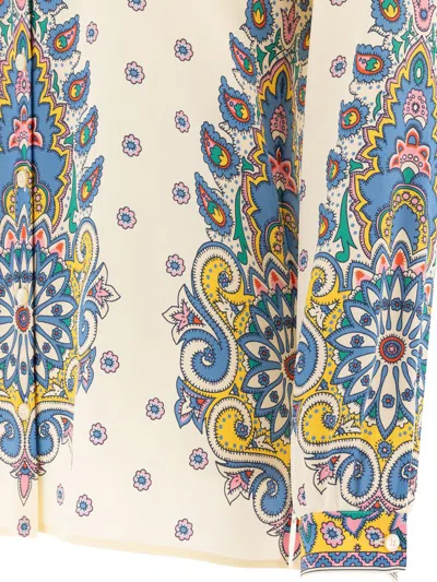 Etro Ivory Paisley Print Silk Twill Shirt