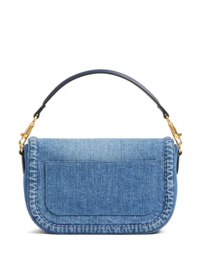 Valentino Garavani Logo Plaque Denim Shoulder Bag