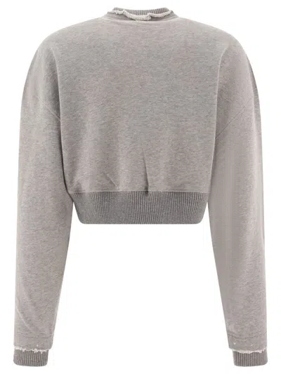 Alexander Mcqueen Cropped Sweatshirt With Mcqueen Logo Sweatshirts Grey