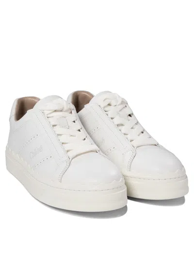 Chloé Lauren Leather Sneakers In White
