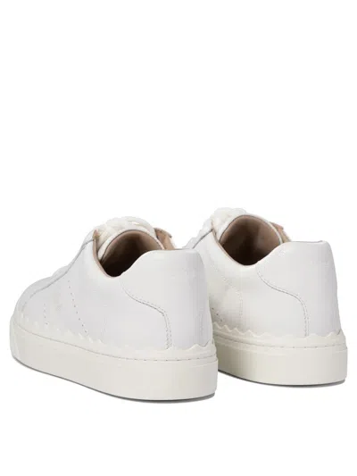 Chloé Lauren Leather Sneakers In White