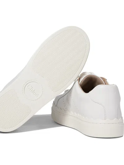 Chloé Lauren Leather Sneakers In White