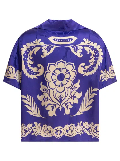 Etro Blue Floral-print Viscose Shirt