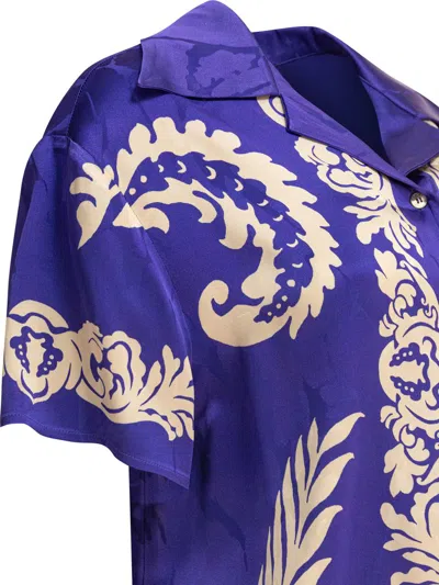 Etro Blue Floral-print Viscose Shirt
