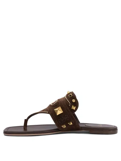 Valentino Garavani Plaster Caster Flip Flops With Gold Accents And Open Toe