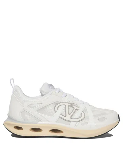 Valentino White Leather And Fabric Vlogo Easyjog Sneakers