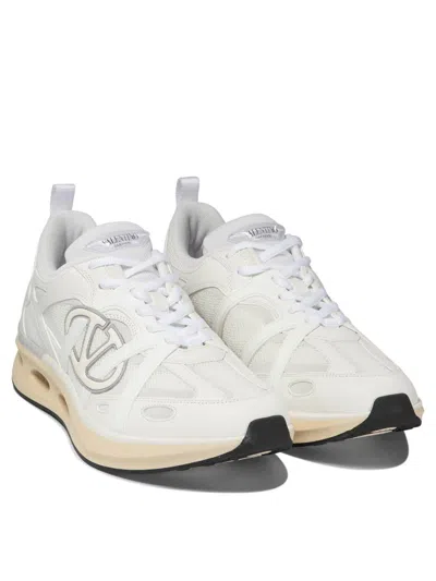 Valentino White Leather And Fabric Vlogo Easyjog Sneakers