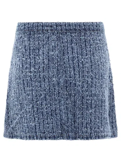 Self-portrait Textured Denim Skirt