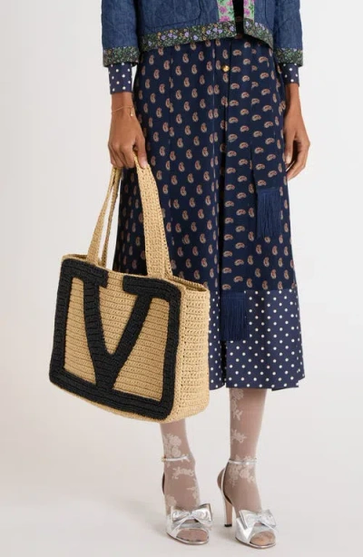 Valentino Borsa Shopping Viva Superstar Grande In Rafia Donna