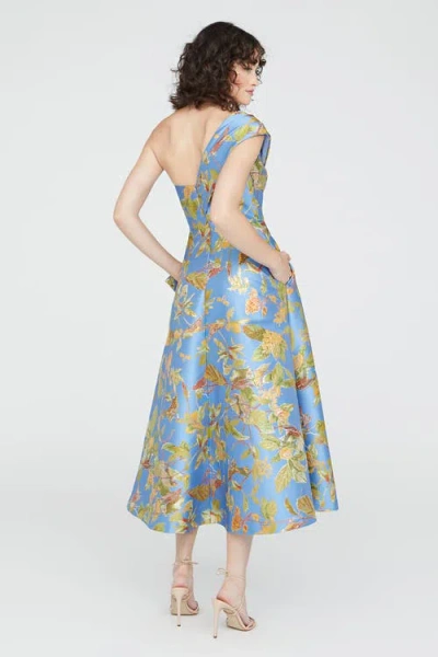 Theia Dalia Tea Length Dress In Blue