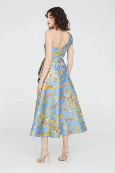 Theia Dalia Tea Length Dress In Blue