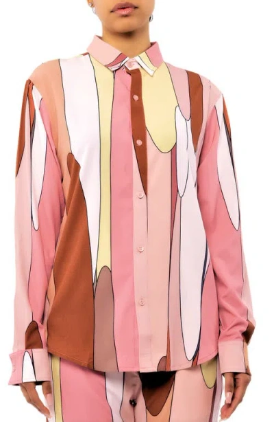 Dai Moda Drip Button-up Shirt In Pink