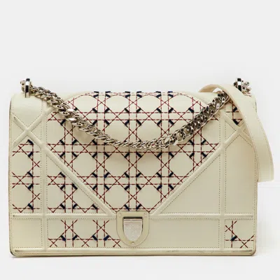Pre-owned Dior Ama Flap Shoulder Bag In White
