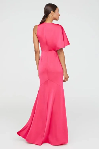 Theia Darcie Flutter Sleeve Gown In Begonia In Pink