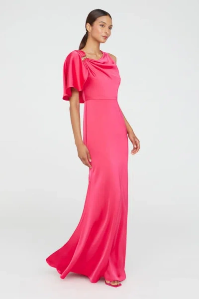 Theia Darcie Flutter Sleeve Gown In Begonia In Pink