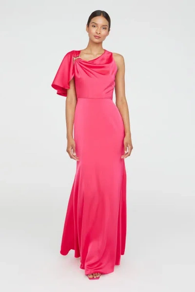 Theia Darcie Flutter Sleeve Gown In Begonia In Pink