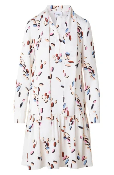 Akris Punto Boho Dropping Dots Long Sleeve Satin Shirtdress In White