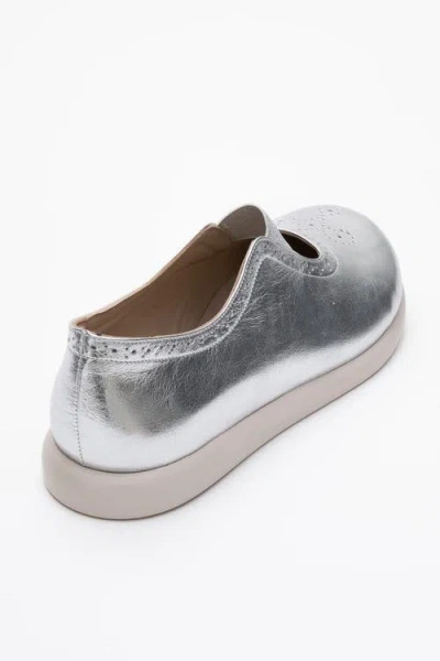 Forever & Always Shoes Chelle Elastic Leather Flat In Silver