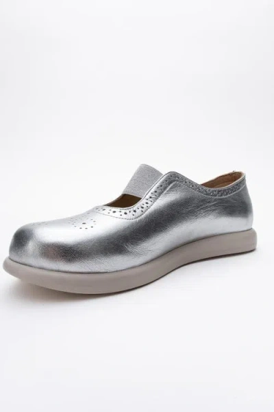 Forever & Always Shoes Chelle Elastic Leather Flat In Silver