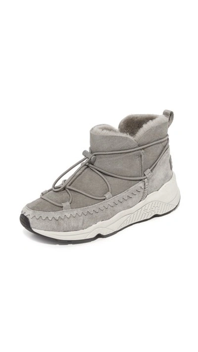 Ash Mitsouko Shearling Sneaker Bootie, Flanelle In Flanelle Leather