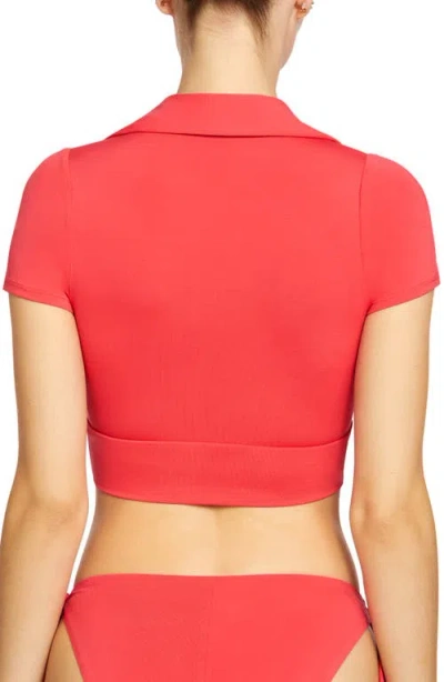 Robin Piccone Ava Knot Front Bikini Top In Red