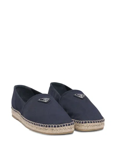Prada Logo Tringolo Espadrilles Flat Shoes Blue