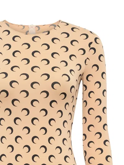 Marine Serre Crescent-moon Printed Playsuit In Neutral