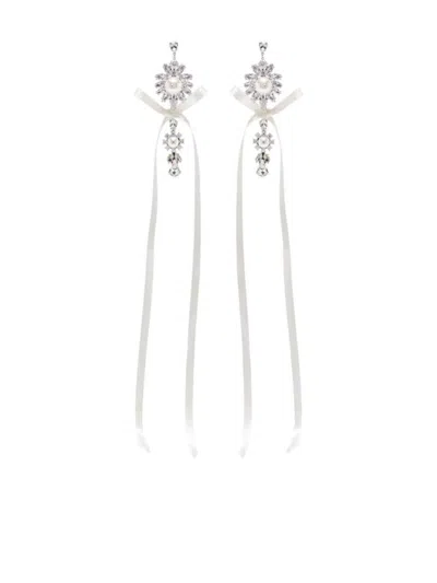 Simone Rocha Diamond & Pearl Crest Bow Earrings Accessories