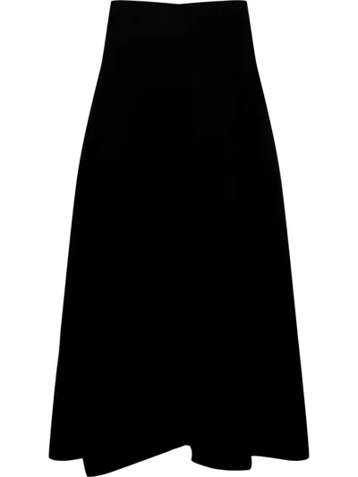 Jil Sander Black Elastic Knit Midi Skirt