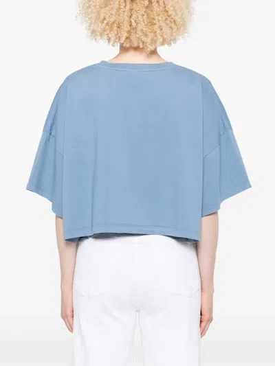 Chloé Cotton Jersey Logo Crop T-shirt In Blue