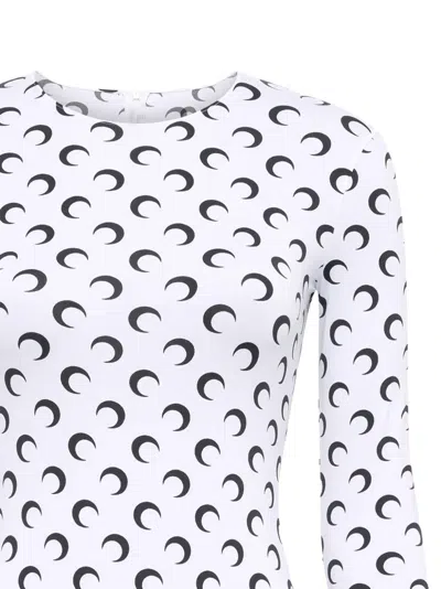 Marine Serre Moon-print Long-sleeve Playsuit In White