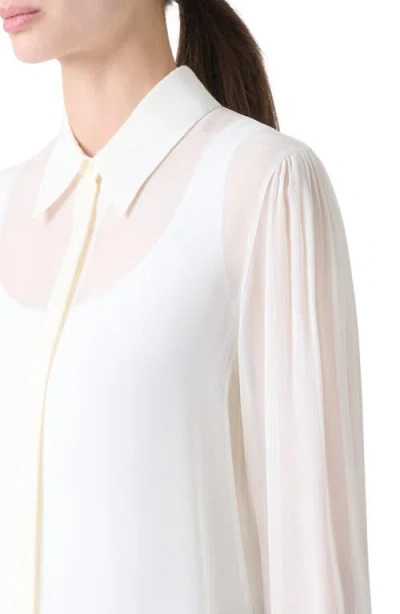 Akris Punto Boho Georgette Button-up Shirt In Neutral