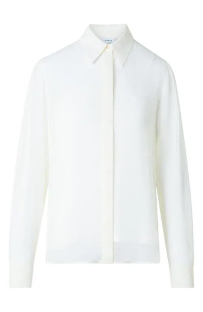 Akris Punto Boho Georgette Button-up Shirt In Neutral