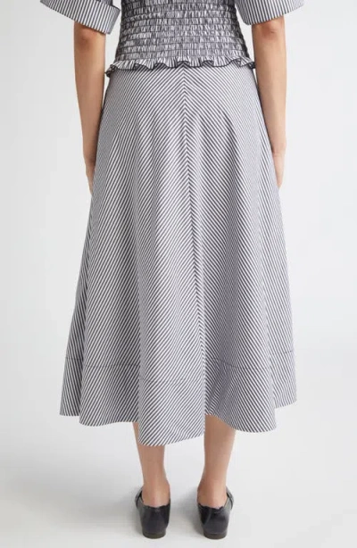 Brandon Maxwell The Harte Stripe Smocked Button-up Shirt In Gray