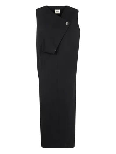 Khaite Sleeveless Asymmetric Dress In Black