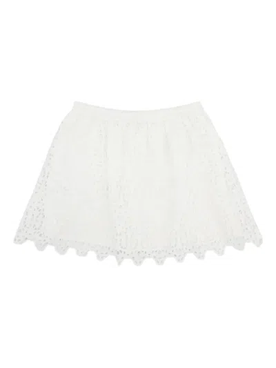 Frame The Deco Scalloped Broderie Anglaise Cotton-poplin Mini Skirt In White