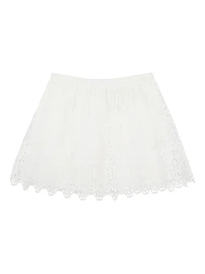 Frame The Deco Scalloped Broderie Anglaise Cotton-poplin Mini Skirt In White
