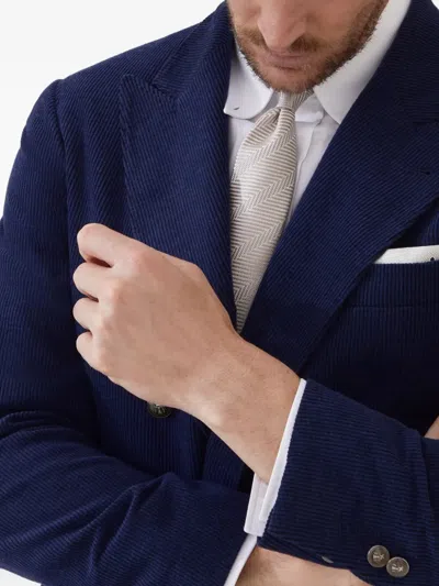 Brunello Cucinelli Silk Chevron Stripe Tie In Gray