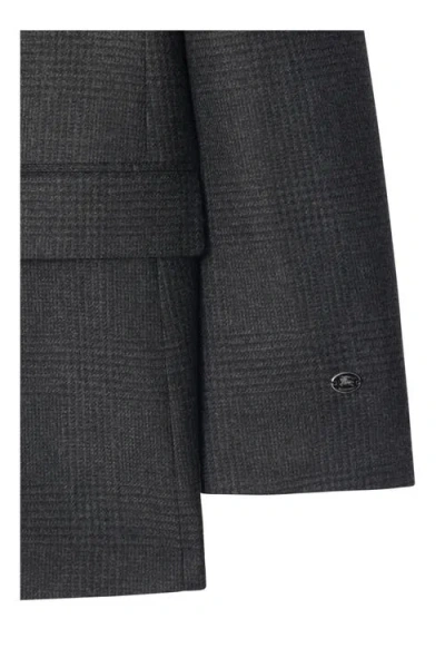 Burberry Check Wool Cashmere Tailored Jacket In Green