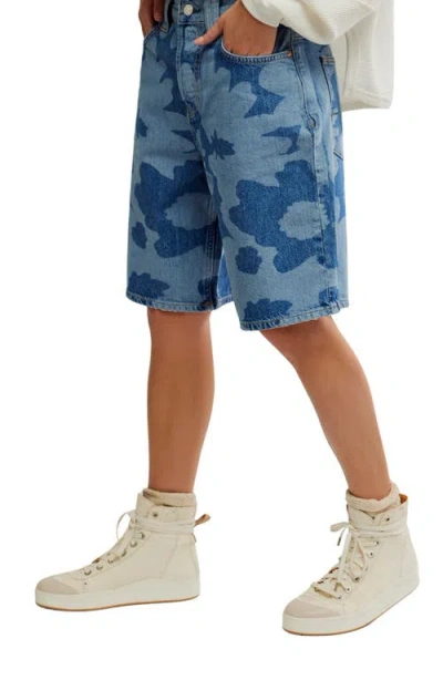 Free People Montana Denim Bermuda Shorts In Blue